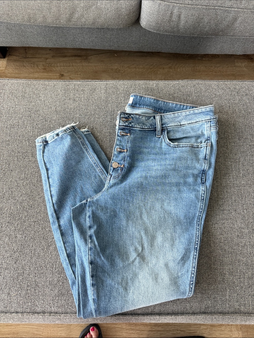 Maurices Light Blue High-Rise Button-Fly Jeans